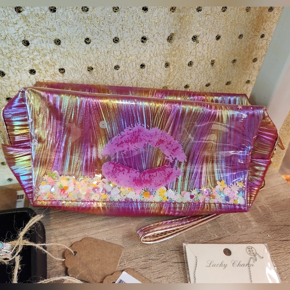 Pink Iridescent Makeup Bag - Picture 1 of 3